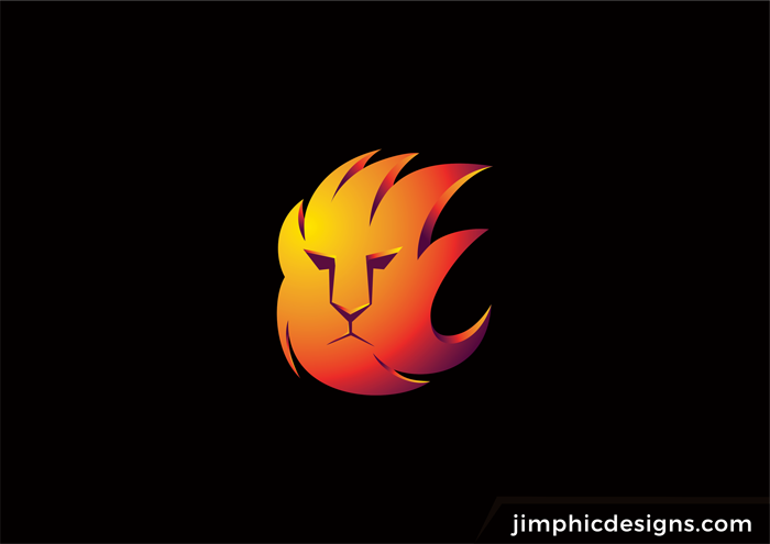 Abstract lion head design in a flame shape