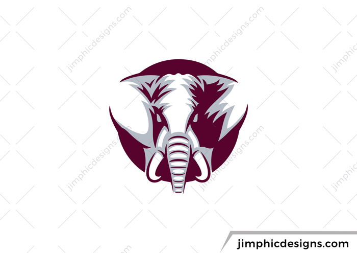 Round logo with an elephant inside.