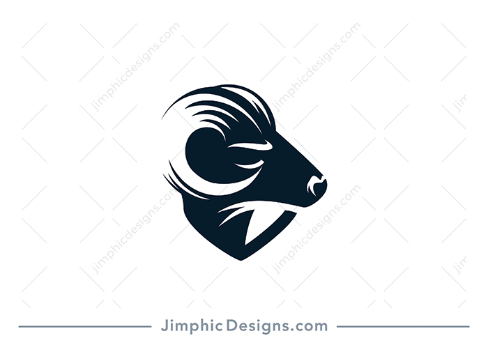 Modern and strong ram animal head inside a smaller crest shape.