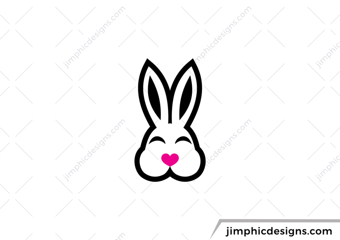 Bold and simplistic rabbit design with a heart for his nose.