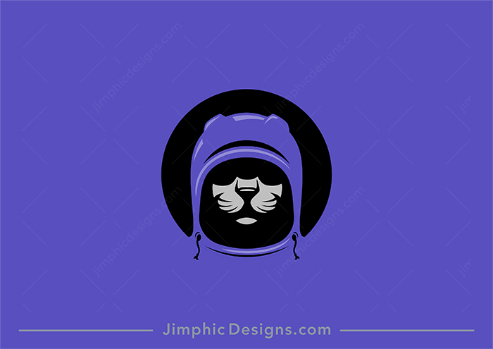 Simplistic hoodie inside a circle with part of the cat's face showing.