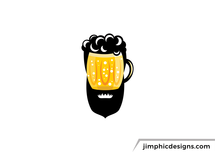 Man face with big beard and beer for a face.