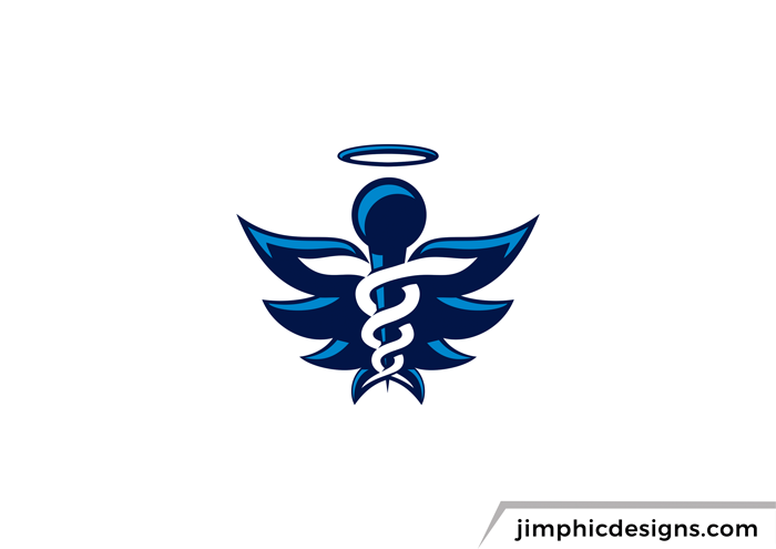 Medical angel are shaped with the caduceus and wings.