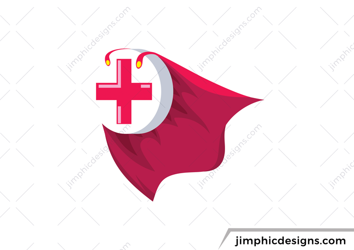 Medical cross with a cape flying.