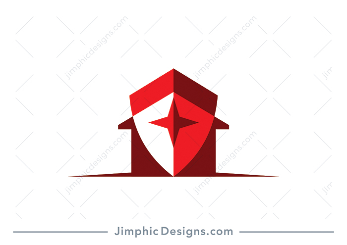 Iconic house graphic features a big transparent security shield over the house. 