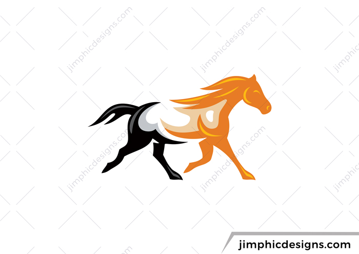 Modern horse design shaped with abstract lines.