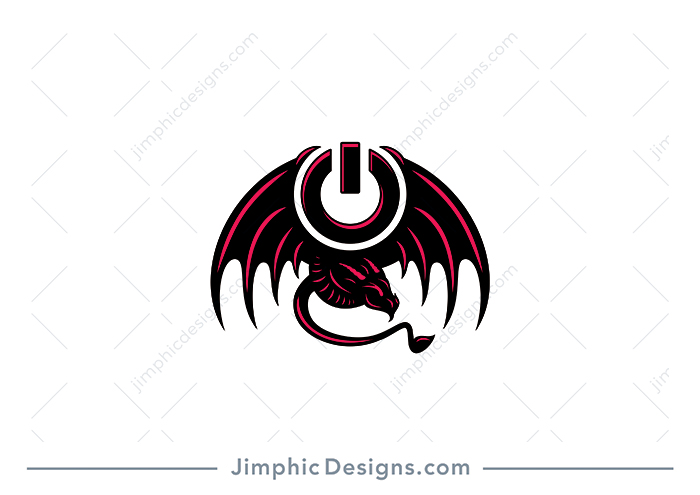 Iconic power symbol is shaped with a dragon's wings.