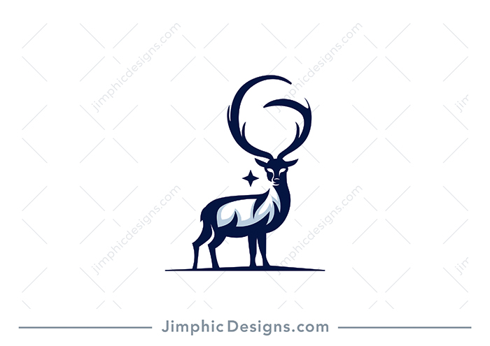 Modern deer standing proudly with his head held high in the air creates the letter G with his horns. 