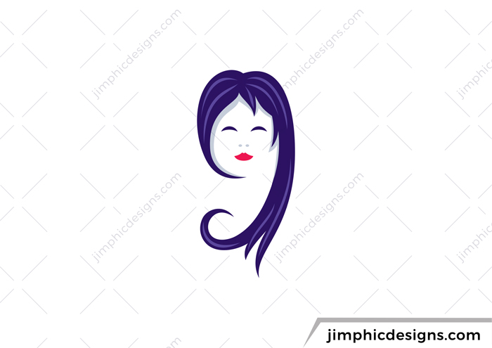 Simplistic lady design with her hair in the shape of a lowercase letter g.