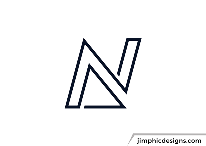 Clean design gets shaped with a one line design and forms a letter N with the letter A inside.