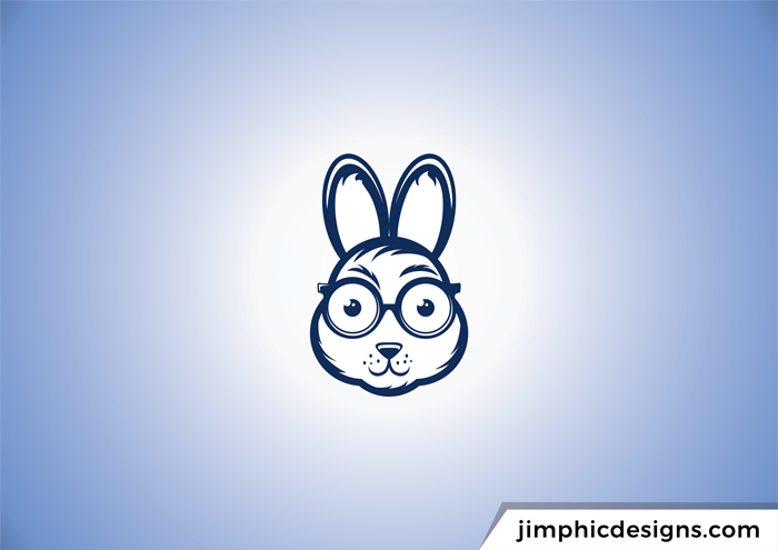 Artistic rabbit head design with an educational feeling due to the glasses worn.