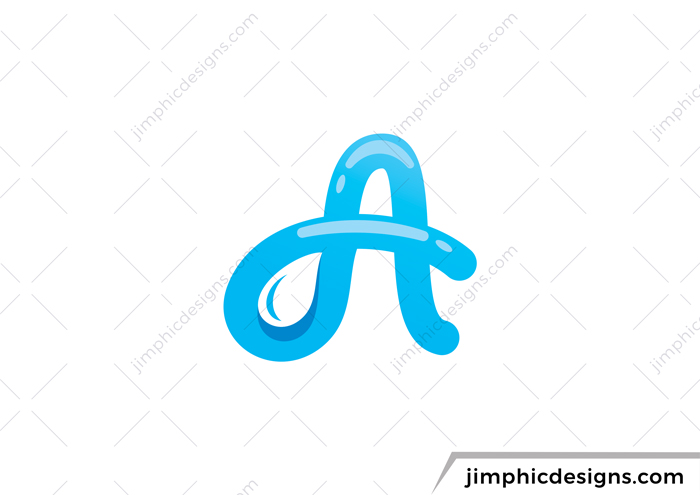 Smooth letter A design shaped a water drop with negative space.