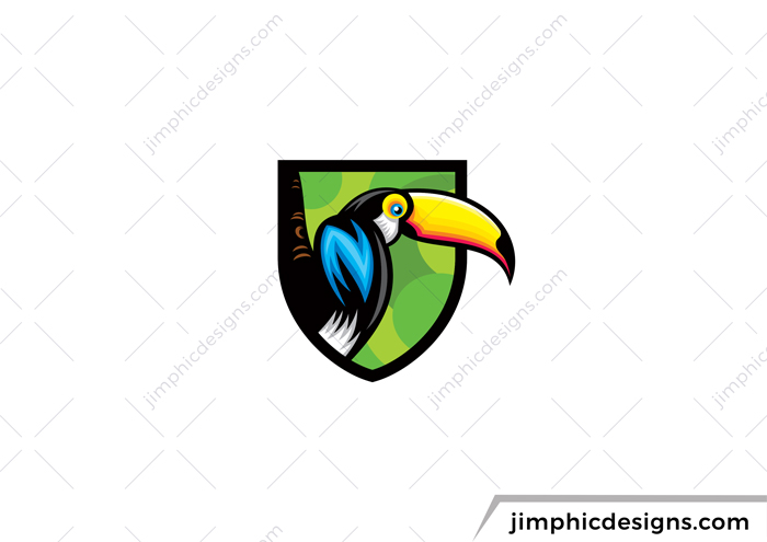 Toucan bird sitting inside a crest.