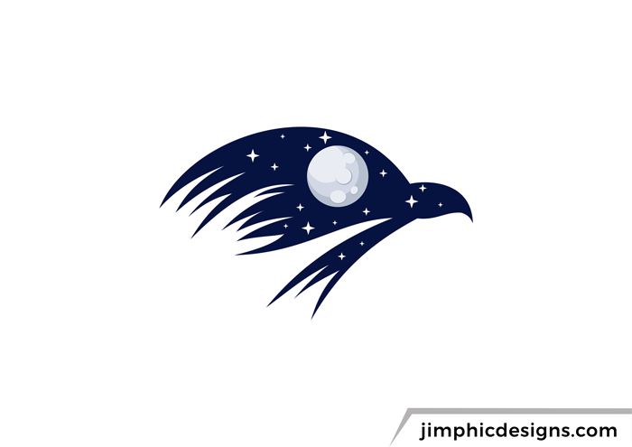 Bird head design with the night sky in the background