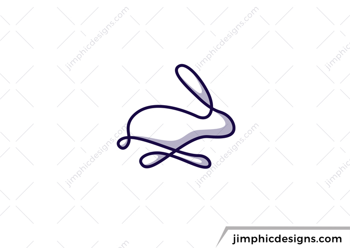 Running rabbit shaped with a single line design.