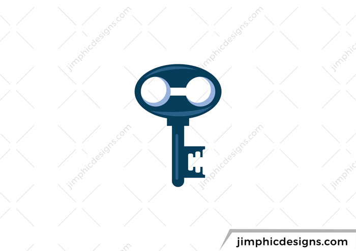 Iconic key design featuring a small gym weight.