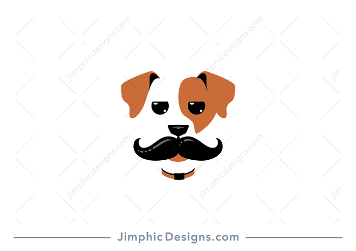 Modern and simplistic dog growing a big mustache under his nose.