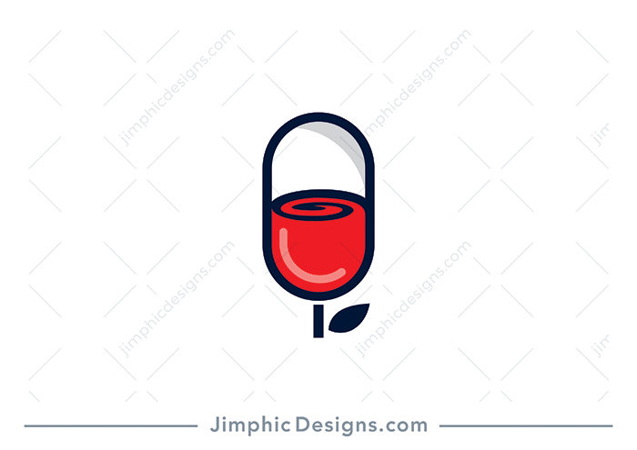 Simplistic rose design inside an iconic pill capsule shape.