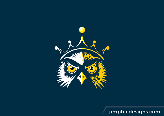 Owl head design with a crown on his head