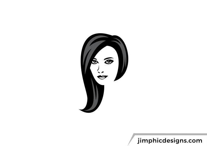 Lady with hair in the shape of a letter P.