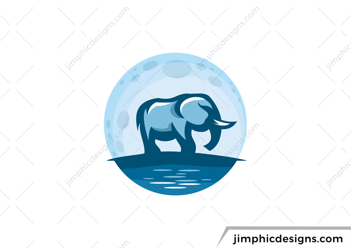 Modern elephant design inside a circle