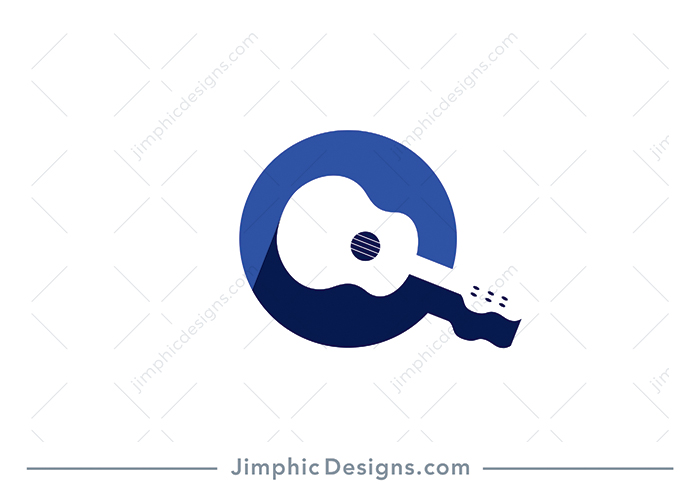 Modern and very simplistic uppercase letter Q design is shaped with a big negative space guitar inside.