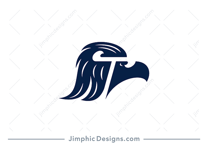 Simplistic eagle head shape featuring an uppercase letter T in italics.