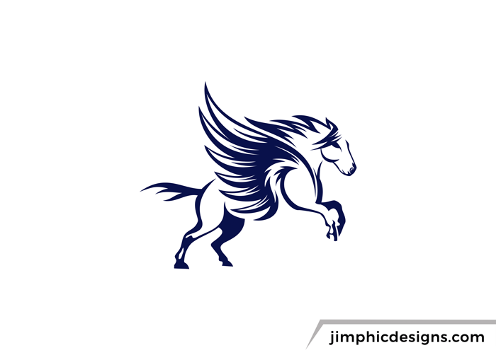 Horse with wings jumping in the air.