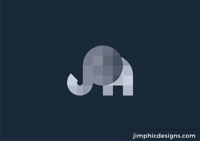 Simple elephant design shaped with pixel blocks