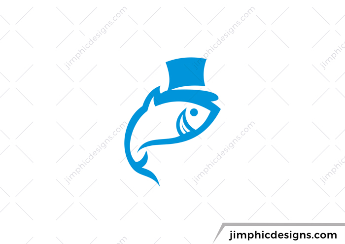 Fish with a top hat smiling.