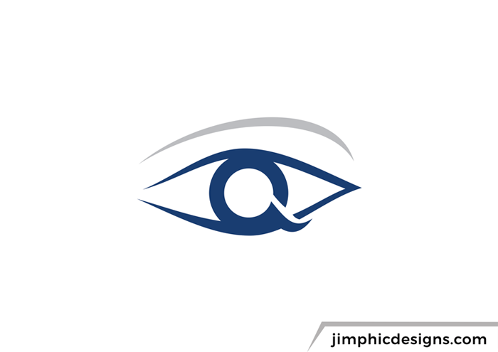 Clean eye graphic with the pupil shaping a letter q.