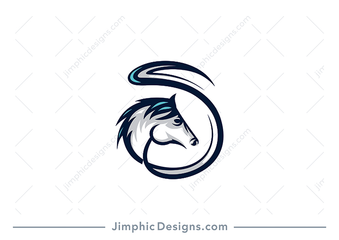 Modern horse head design shaped into a big letter S.