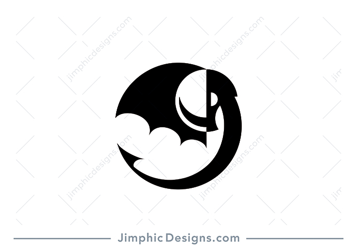 Modern and very simplistic dragon shaped into a round circle.