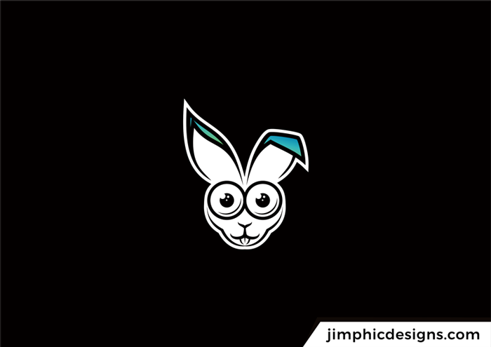 Modern rabbit head design with his ears folding, and glasses on his eyes.