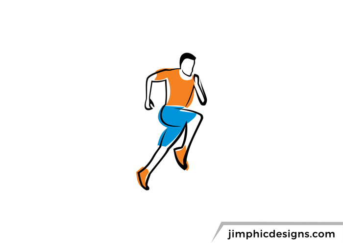 Athletic logo with an abstract runner