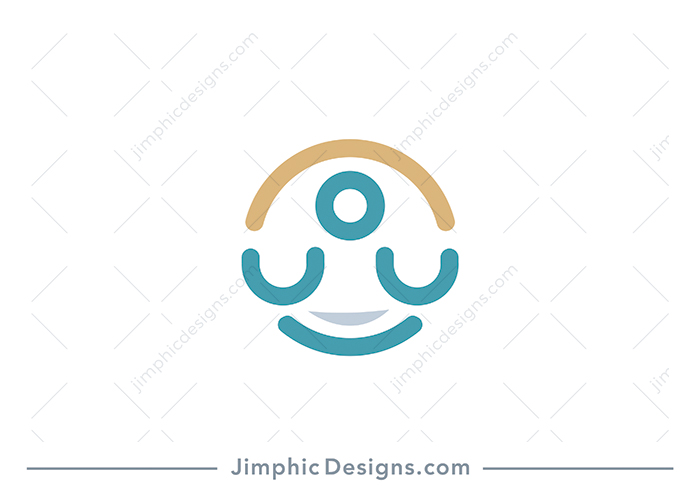 Modern and simplistic person sitting in a yoga position creating a smiley face with the sun behind finishing the circle.