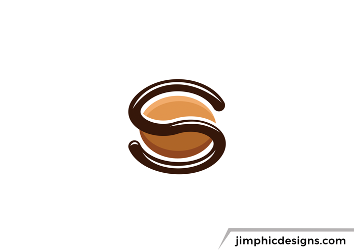 Coffee bean with letter S incorporated.