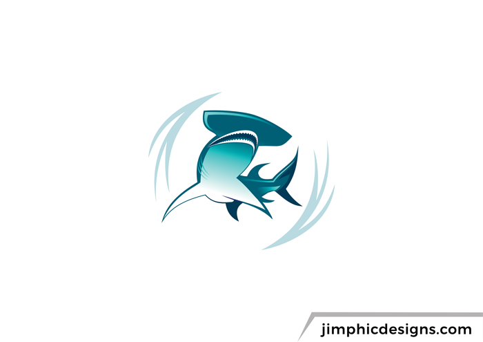 Modern hammer head shark logo design.