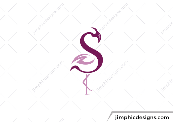 Flamingo bird in the shape of the letter S.