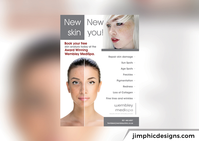 Medical spa poster design for a skin analysis promotion. 