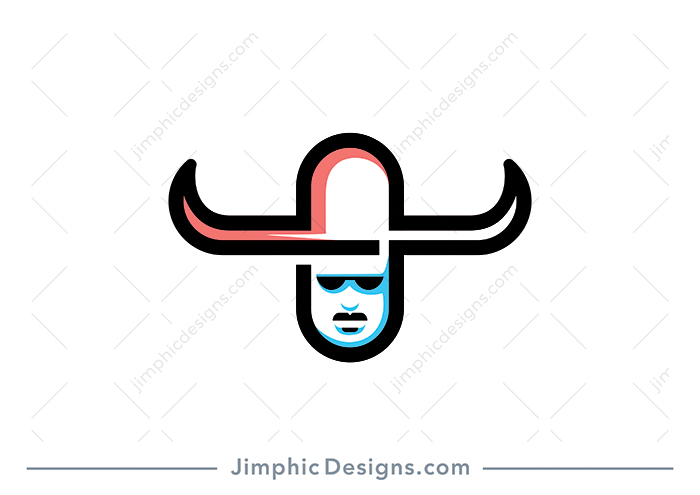 Modern and sleek cowboy character shaped inside an iconic pill graphic.