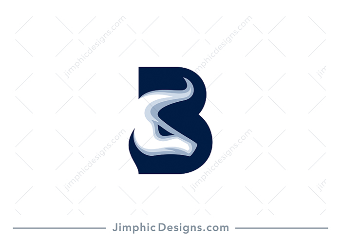 Big iconic letter B shaped around a big bull head and strong horns.