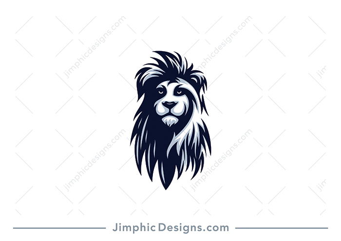 Modern lion head design featuring a big and messy mane.