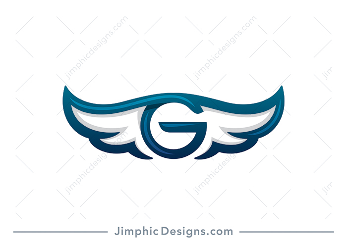 Modern and smooth uppercase letter G is shaped with two widely spread wings.