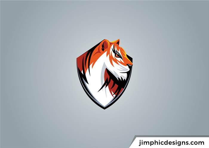 Strong tiger design inside a crest logo.