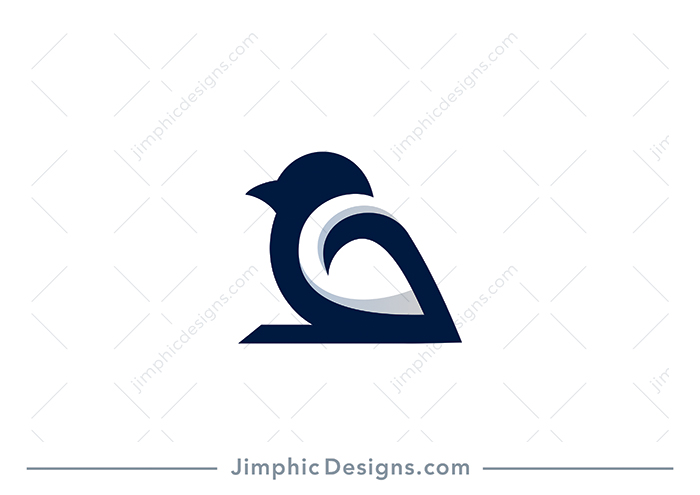 Charming little bird sitting on a branch in the shape of an uppercase letter G.