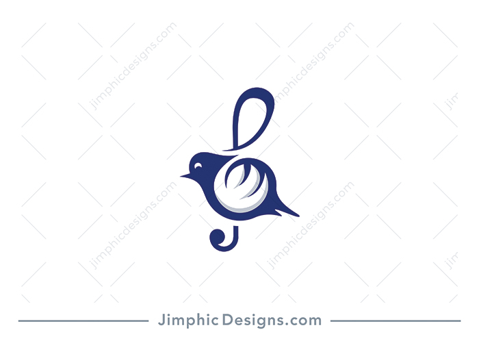 Iconic music note shape with a bird incorporated.