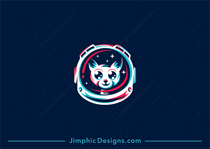 Modern astronaut helmet design in space with an curious cat sitting inside. 