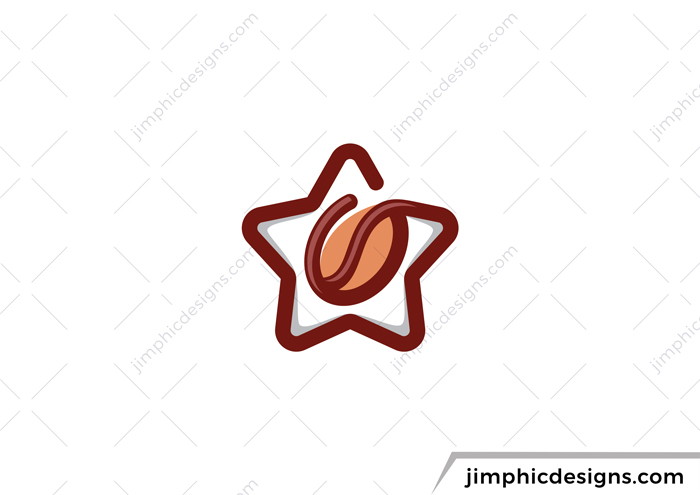 Elegant star shape with a simplistic line ends in a coffee bean.