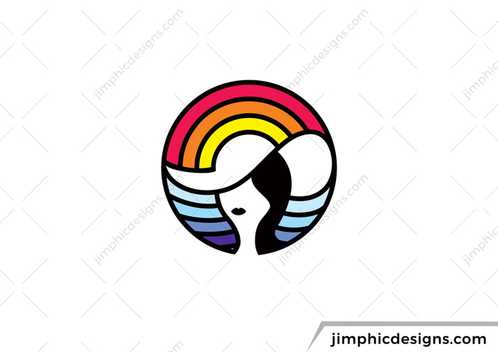 Fashion logo is created with an abstract lady design with the sunset behind her.